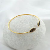 Smoky Quartz Bracelet - Gold Plated Bracelet - 7x14mm Marquise - 925 Pure Silver - Artisan Jewelry - Jewelry For Nurse - Gift For Traveler